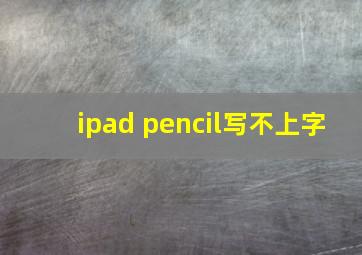 ipad pencil写不上字